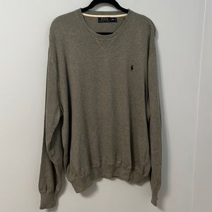 Polo Ralph Lauren Men’s Long Sleeve Gray Cotton V Neck Sweater